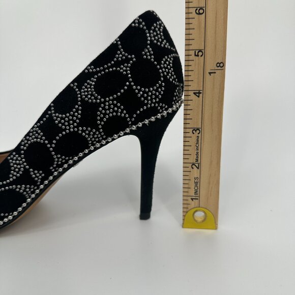 Coach Waverly G5228 Black Suede Signature C Studded Pointed Toe Heels Women’s 9B - Picture 12 of 12